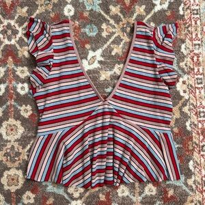 Wild Fable V-Neck Ruffle Sleeve Top